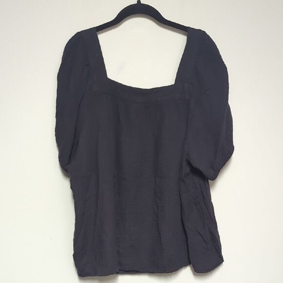 Cosmic Blue love Black Boxy Blouse with Relaxed Fit - Picture 6 of 7